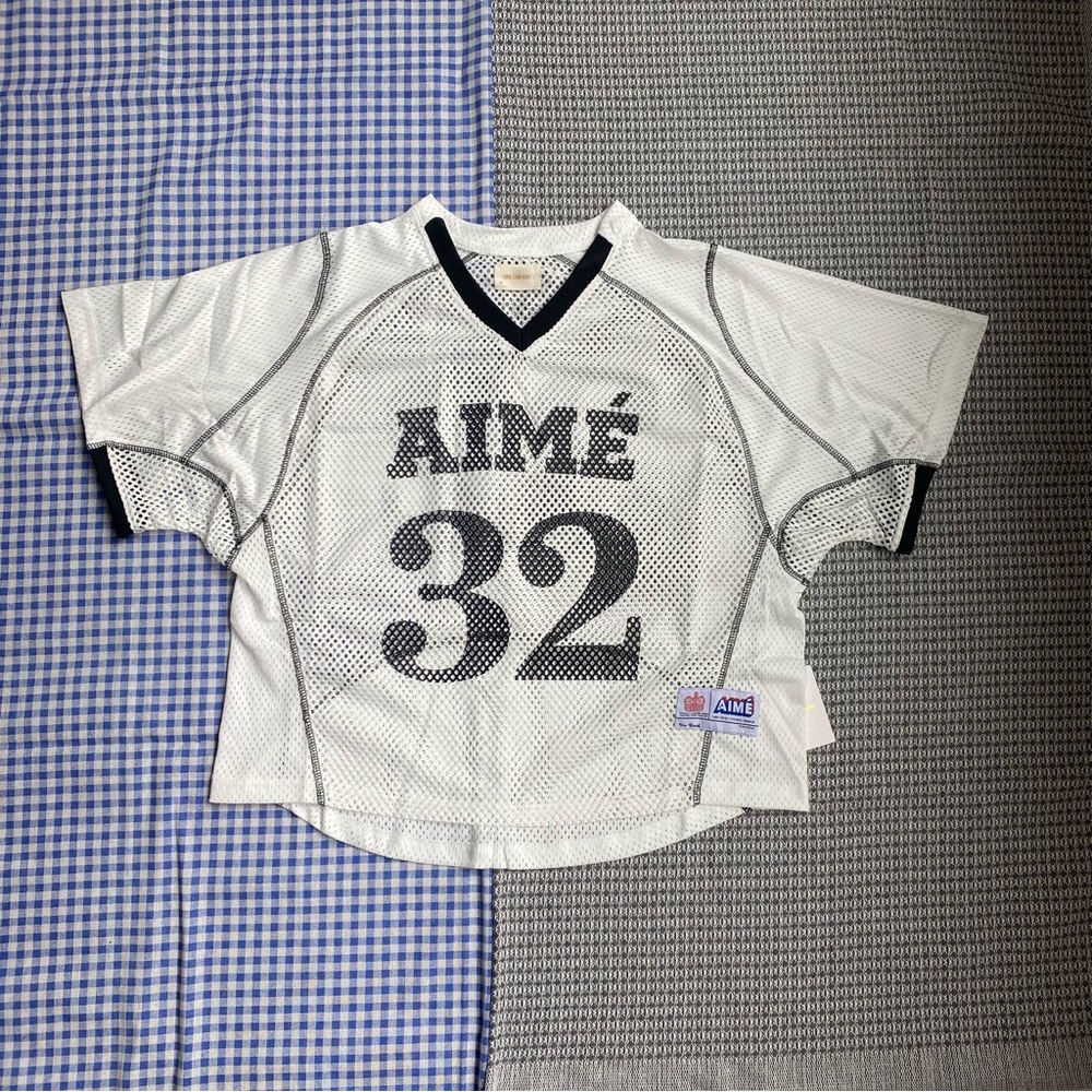 Aime Leon Dore White Mesh Jersey with Black Trim and Black Print